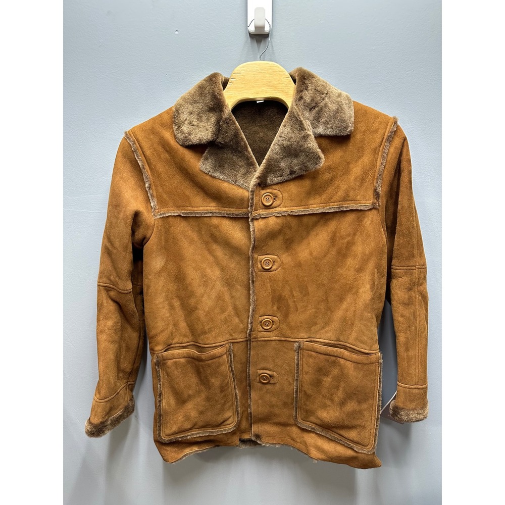 Aston New York Genuine Shearling Suede Jacket – Men's 44 – Gold – New With Tags